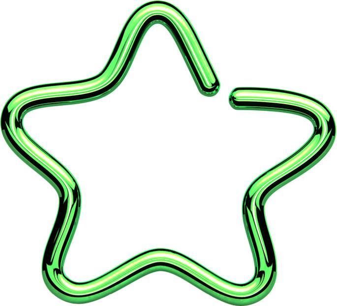 Image du produit Star Piercing Micro piercing anneau étoile vert avec couche de titane (Acier chirurgical 316L, sans laiton)