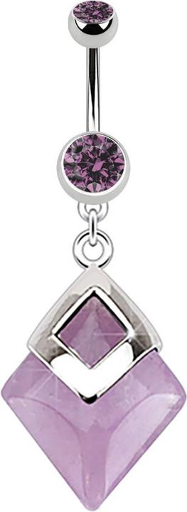 Produktbild Star Piercing Banane silber mit Anhänger Amethyst (Mineralisch, ohne Messing, Chirurgenstahl 316L)
