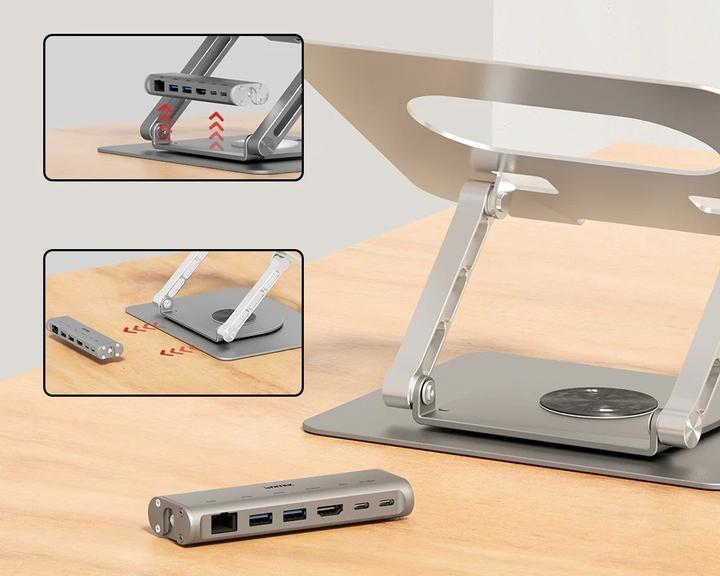 Productafbeelding Unitek PODSTAWKA POD LAPTOP + HUB USB-C HDMI 1.4 4K PD 100W (USB-C, 1 Havens)