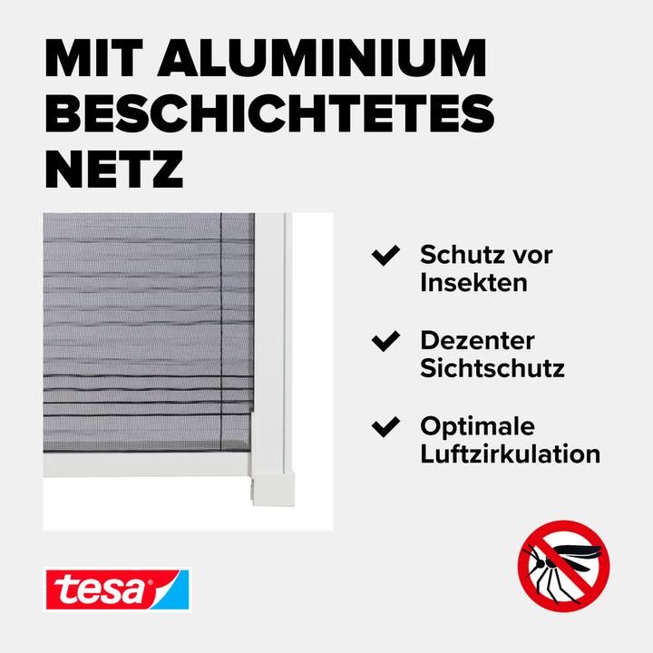 Image du produit tesa Moustiquaire plissée en aluminium pour fenêtre de toit, store à enroulement, télescopique, montage (164 x 102 cm)