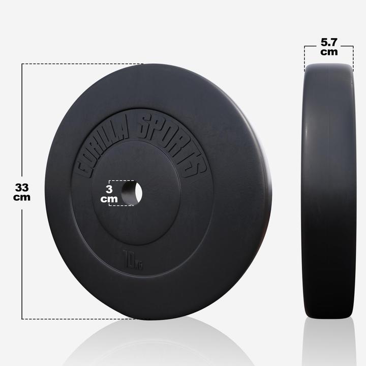 Immagine prodotto Gorilla Sports Set di bilancieri (4 x 1,25 kg, 4 x 2,5 kg, 2 x 5 kg, 2 x 10 kg, 2 x 15 kg)
