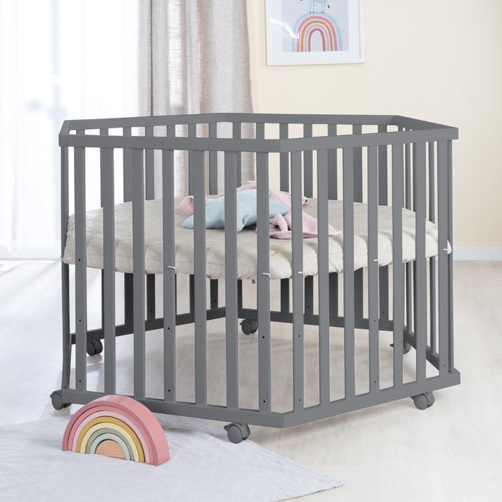 Produktbild Roba Laufgitter 6-eckig Greyish gesteppt (118.50 cm, 103.50 cm, MDF)