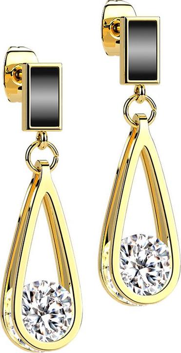 Immagine prodotto Star Piercing Orecchini a perno Placcati in oro Smaltati Ciondolo a goccia rettangolare con cristallo (senza ottone, Acciaio chirurgico 316L)