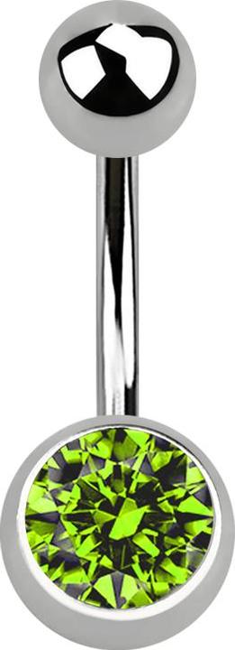 Immagine prodotto Star Piercing Banana argento con sfera e cristallo verde chiaro (senza ottone, Titanio G23)