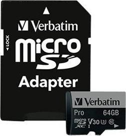Actual product image Verbatim Pro (64 GB, microSDXC, U3, UHS-I)