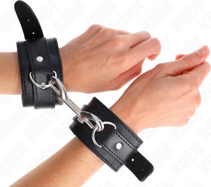 Actual product image Kink Wrist Cuffs - Single Row Of Rivets Black Adjustable 17-28 cm X 5 cm