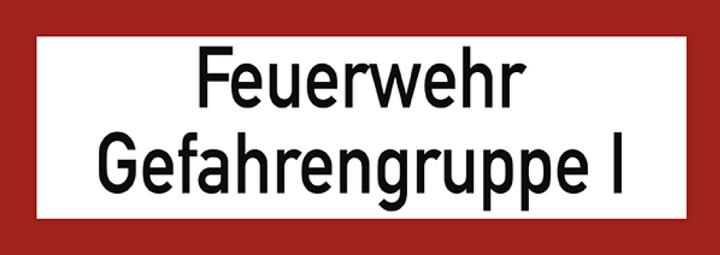 Produktbild Moravia Feuerwehrschild "Feuerwehr Gefahrengruppe I" Alu, 297x105 mm