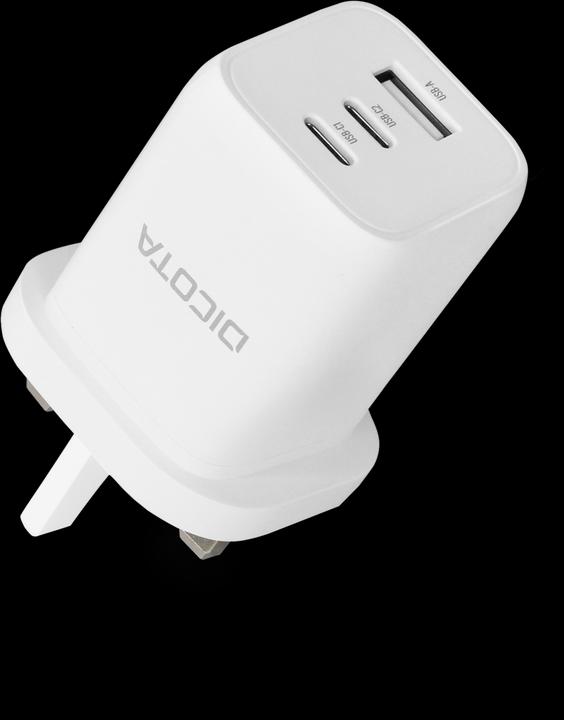 Actual product image Dicota Compact 3-Port GaN Wall Charger (65W) UK white (65 W)