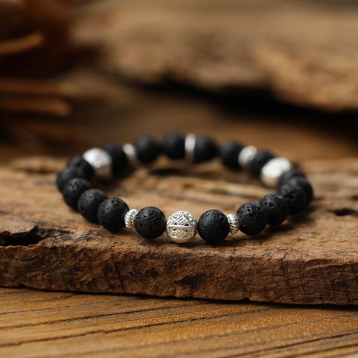 Immagine prodotto Andreani Bracciale con vera pietra lavica (8 cm, Pietre, Metallo)