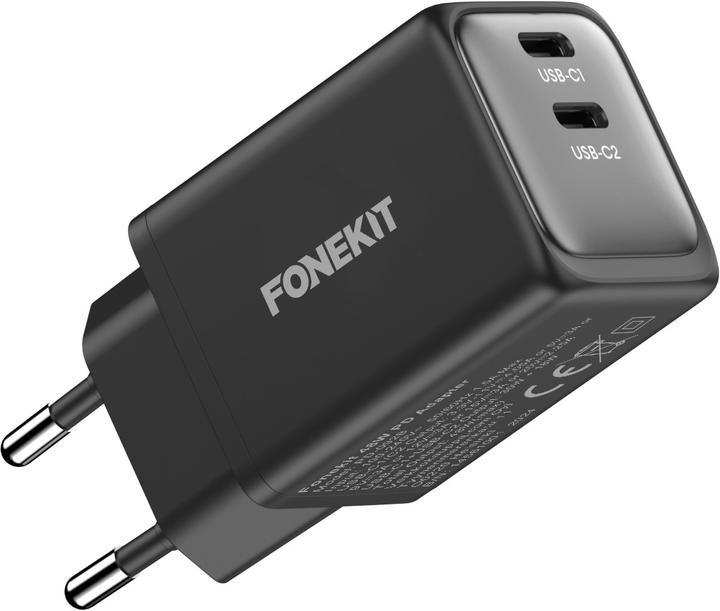 FoneKit GaN PD 48W Charger, USB-C + USB-C, black (48 W)