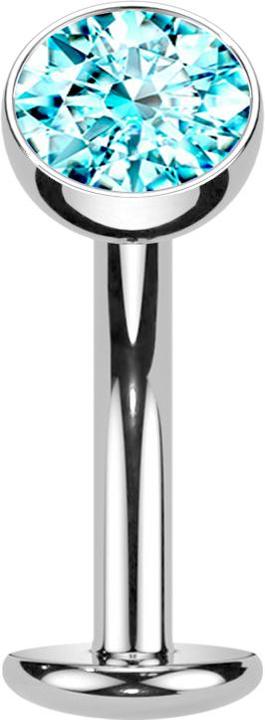 Produktbild Star Piercing Threadless Labret-Stab Banane silber Kugel Kristall aqua (Titan G23)