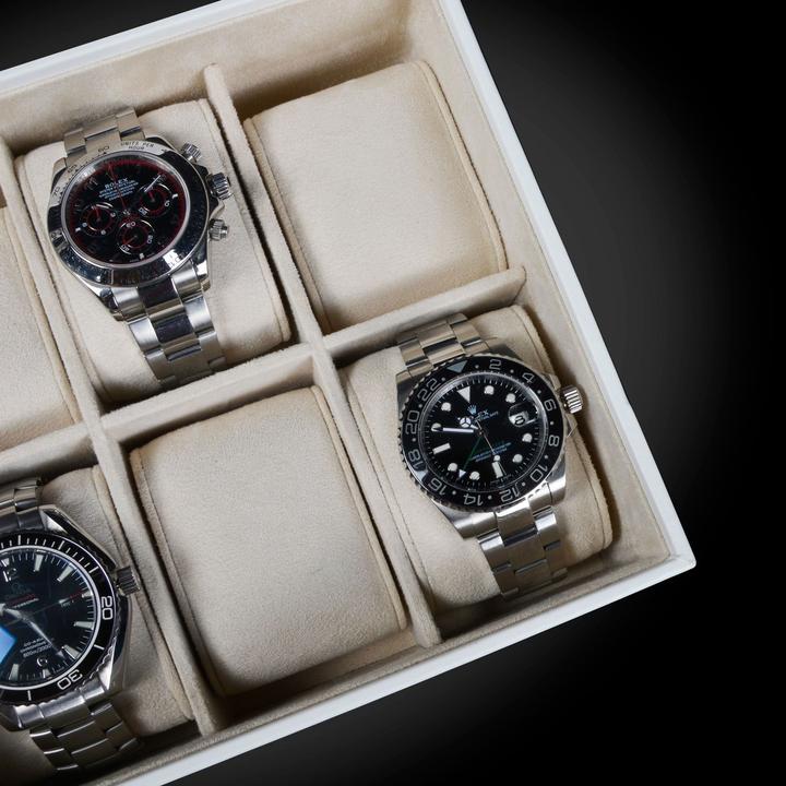 Actual product image Heisse & Söhne Stackable jewelry box Mirage L - top: watch box for 6 watches - cream
