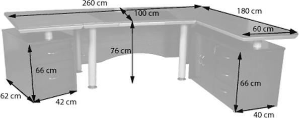 Produktbild Jet-Line Schreibtisch BERLIN rechts 260 cm