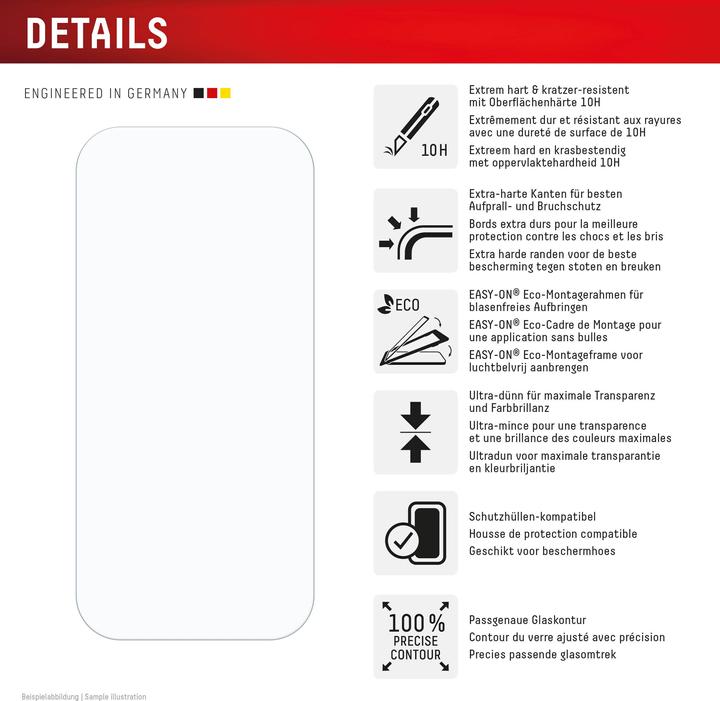 Valori nutrizionali e ingredienti Displex Real Glass, 2D Panzerglas (1 Pezzo/i, Apple iPhone 16 Pro)