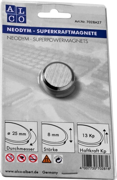 Alco Aimant super-puissant, argent brossé 25mm (1 x)