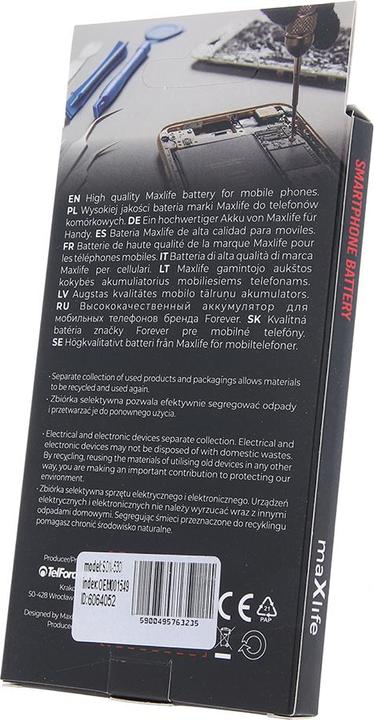 Actual product image Maxlife battery for Sony Ericsson K530i / K550i / K800i / BST-33 1000mAh