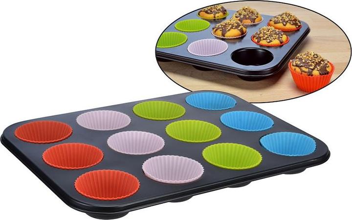 Produktbild Fs-Star Muffin-Backform mit Silikonförmchen für 12 Muffins (6.50 cm)