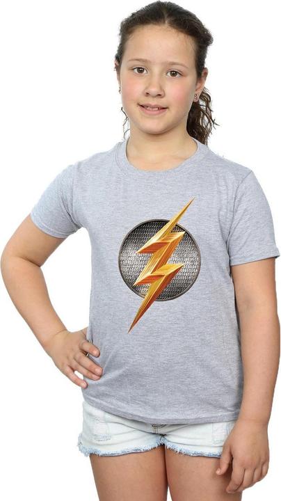 Actual product image Girls Justice League Movie Flash Emblem Cotton T-Shirt (128)