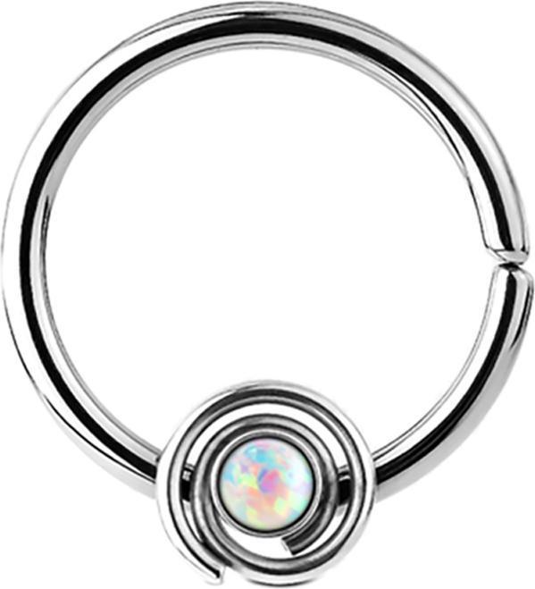 Produktbild Star Piercing Septum Ring spirale mit Opal weiss (Chirurgenstahl 316L, ohne Messing)