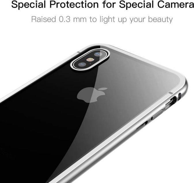 Image du produit Baseus iPhone X Étui de protection magnétique en aluminium Dos en verreArgent (Apple iPhone X)