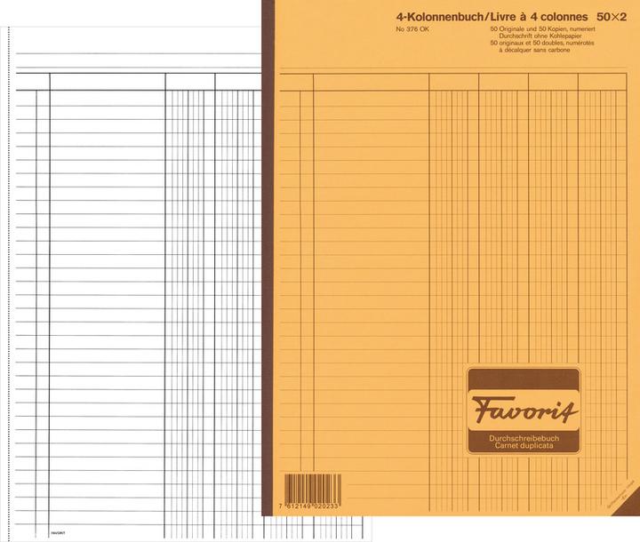 Image du produit Favorit Cahier autocopiant Colonnes avec papier autocopiant (100 x)