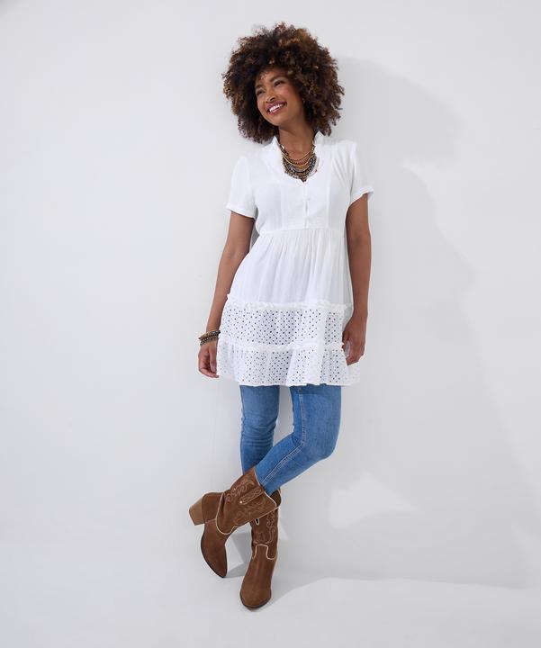 Actual product image Joe Browns Embroidered Bib Broderie Hem Cotton Tunic Dress (12)
