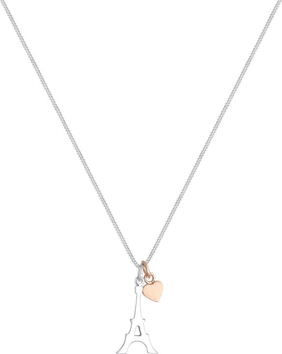 Immagine prodotto Elli Collana Torre Eiffel Cuore Opaco Argento 925 (Argento 925 Oro rosa, Nessuna pietra, 45 cm)