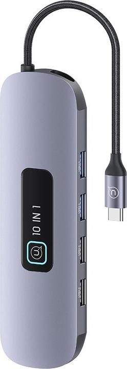 Actual product image Usams US-SJ644 PD100W 10in1 Multifunctional Type-C HUB with Light(Type-C To HDMI+USB3.0*2+USB2.0*2+VGA+TF (USB-C, 10 Ports)