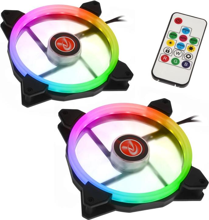 Actual product image Raijintek IRIS 14 Rainbow RGB LED fan, set of 2 incl. controller (140 mm, 2 x)