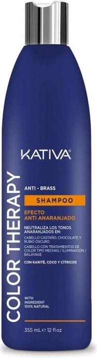 Image du produit Kativa Color Therapy Shampooing matifiant Anti-Brass Blue Effet orange 355ml Karité, noix de coco et huile (355 ml, Shampoing liquide)