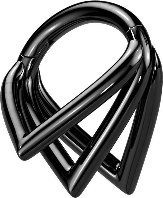 Star Piercing Micro Segmentring klappbar schwarz drei Winkelringe (ohne Messing, Titan G23)