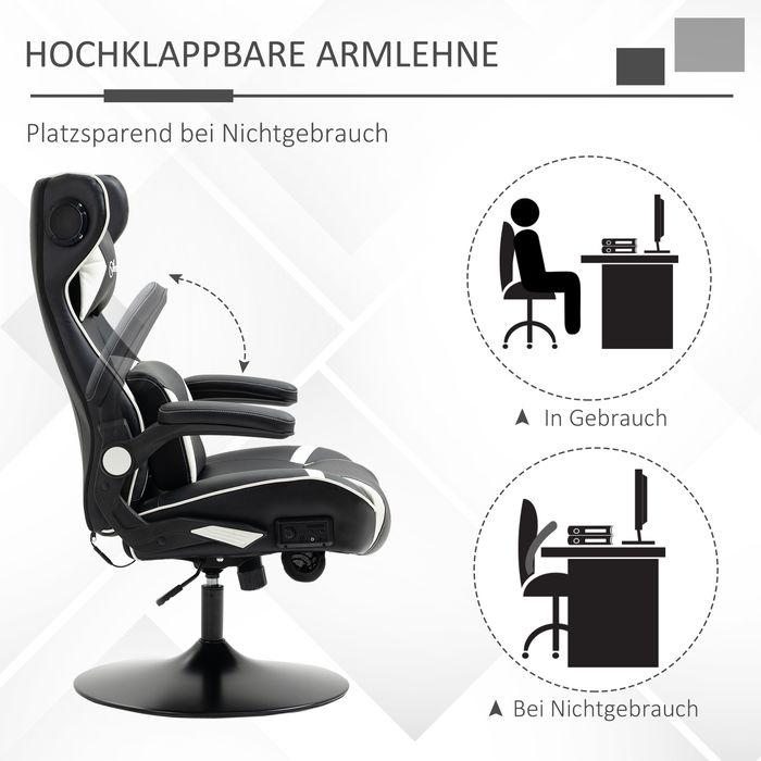 Image du produit Swisshandel24 Chaise de jeu avec fonction bascule Chaise de bureau ergonomique avec haut-parleur Support lombaire