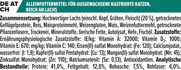 Nährwerte und Zutaten Pro Plan Sterilised (Adult, 1 Stk., 1540 g)