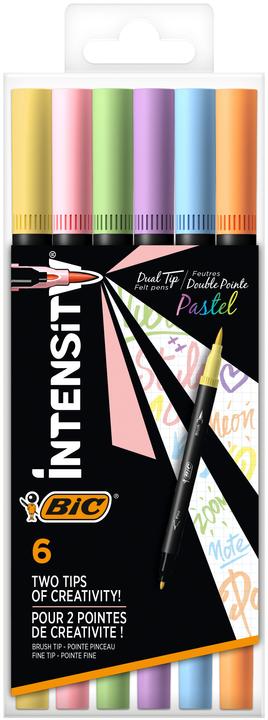 Bic DUALTIP PASTEL CFP - Penne a punta di feltro (Multicolore, 6 x)