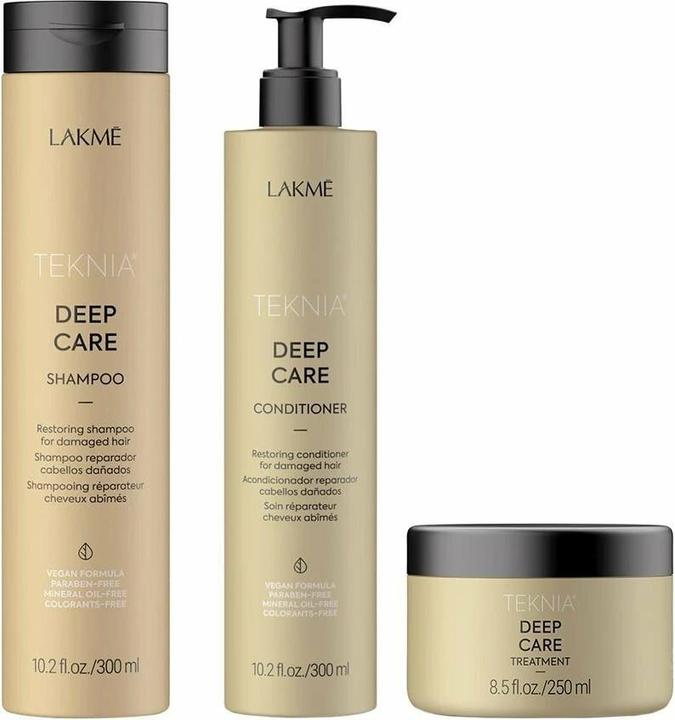 Actual product image Lakmé Lakme Tkn Retail Pack Deep Care: Shampoo 300ml + Conditioner 300ml + Treatment 250ml (300 ml, Liquid shampoo)