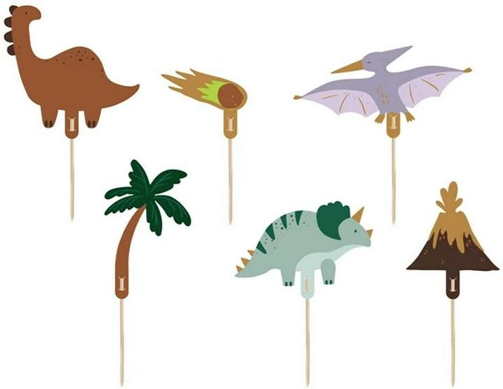 Actual product image Partydeco Cake topper dinosaur mix, 8-12 cm, 6 pieces