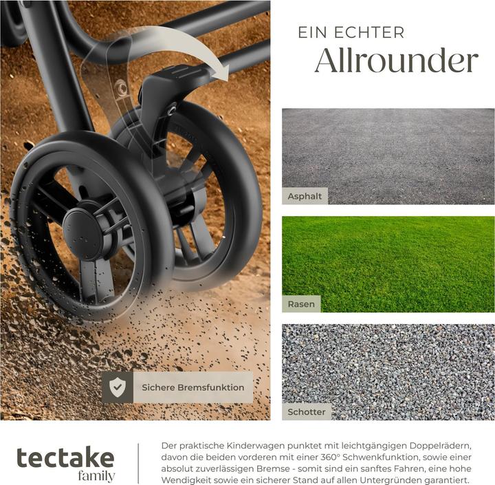 Produktbild tectake Buggy-Kinderwagen Emma, klappbar, 5-Punkt-Gurt, mit Bremse