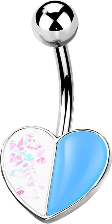 Produktbild Star Piercing Banane silber Herz Opal Glitter und emaille blau (Chirurgenstahl 316L, Messing)