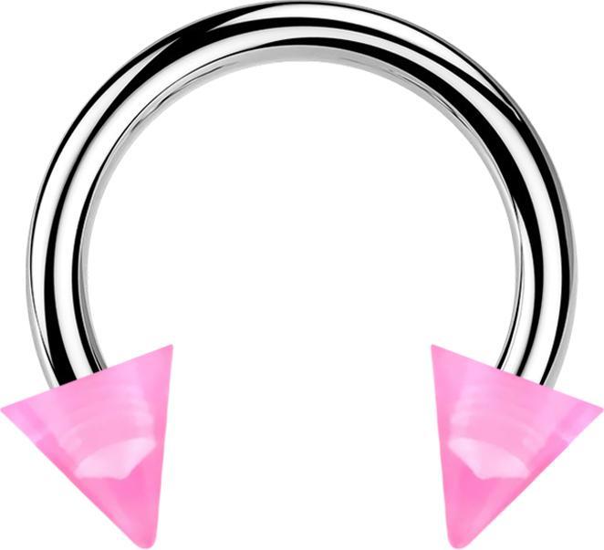 Star Piercing Micro Circular Barbell silber mit zwei Cones pink transparent (ohne Messing, Acryl, Chirurgenstahl 316L)