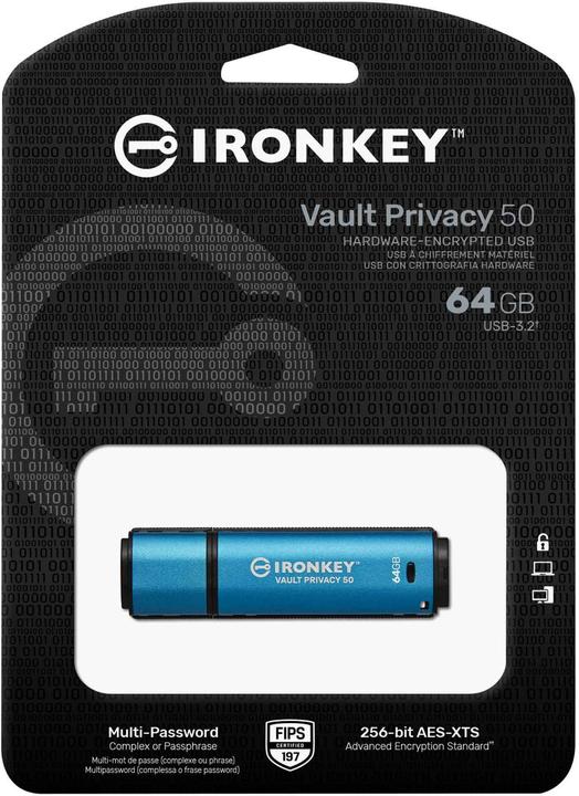 Actual product image Kingston IronKey Vault Privacy 50 (64 GB, USB-A, USB 3.2)