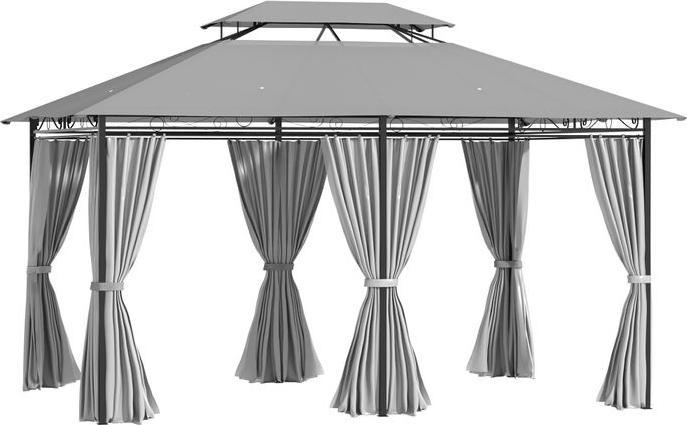 Produktbild Swisshandel24 Pavillon 3x4m Gartenpavillon mit 6 Seitenteilen mit Doppeldach Dunkelgrau (300 cm, 400 cm)