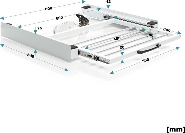 Produktbild Wiltec Zwischenbaurahmen Handtuchhalter Verbindungsrahmen Trockner Waschmaschine