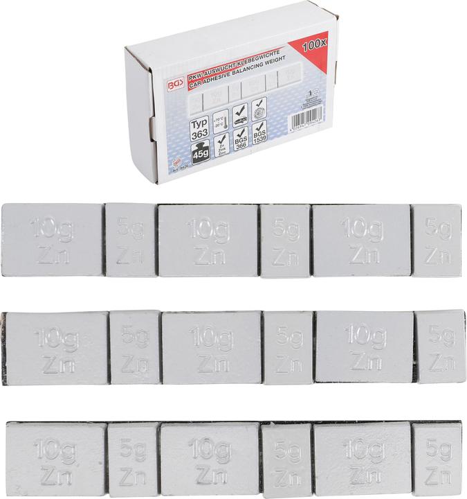 Actual product image BGS Balancing adhesive weights type 363 45 g 100 pcs.