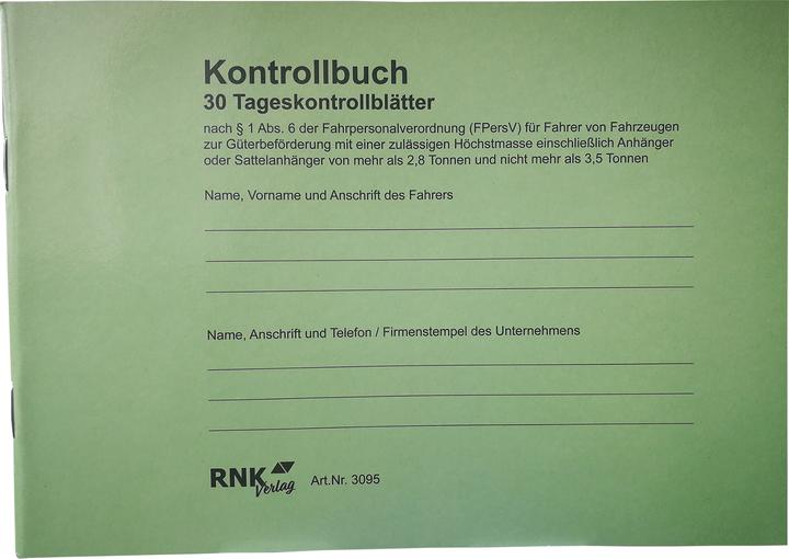 Image du produit Rnk Carnet de contrôle (ancien article 6, paragraphe 6, de la FPersV) A 5 transversal, 32 feuilles (32 x)