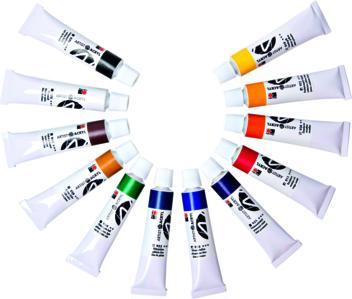 Actual product image Marabu Artist Acryl assortment (Violet, White, Brown, Red, Gold, Black, Blue, Dark Blue, Light green, Yellow, Green, Copper, Orange, 12 ml)