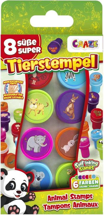 Image du produit Craze Set de tampons enfants - 8 tampons enfants avec des motifs d'animaux, tampons animaux en 6