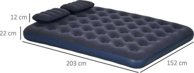 Actual product image Swisshandel24 Air mattress for 2 persons, with hand pump, soft & robust, 203x152x22cm, blue (152 x 203 cm)
