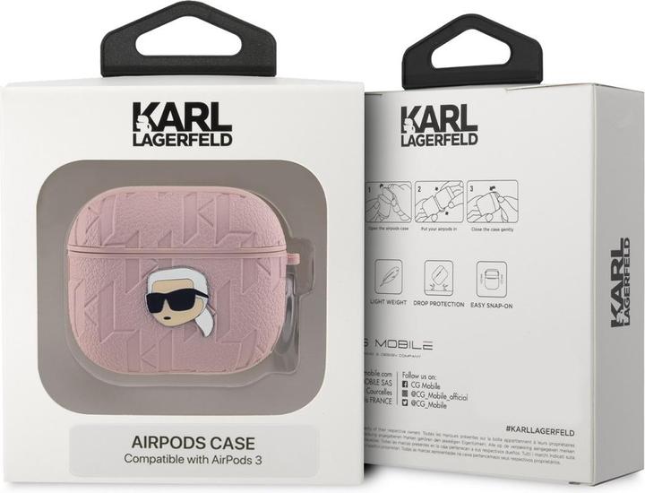 Productafbeelding Karl Lagerfeld KLA3PGKIPP AirPods 3 hoes różowy/roze Monogram Karl Head (Hoofdtelefoon hoes)