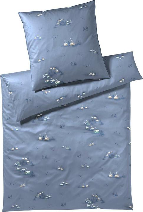 Produktbild Elegante Mako-Satin Bettwäsche Home rauchblau (Bettwäsche Set, 200 x 200 cm, 70 x 90 cm)