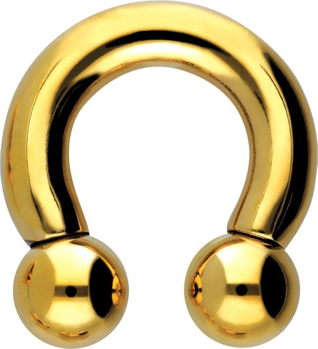 Star Piercing Circular Barbell Innengewinde vergoldet mit zwei Kugeln (Titan G23, ohne Messing)